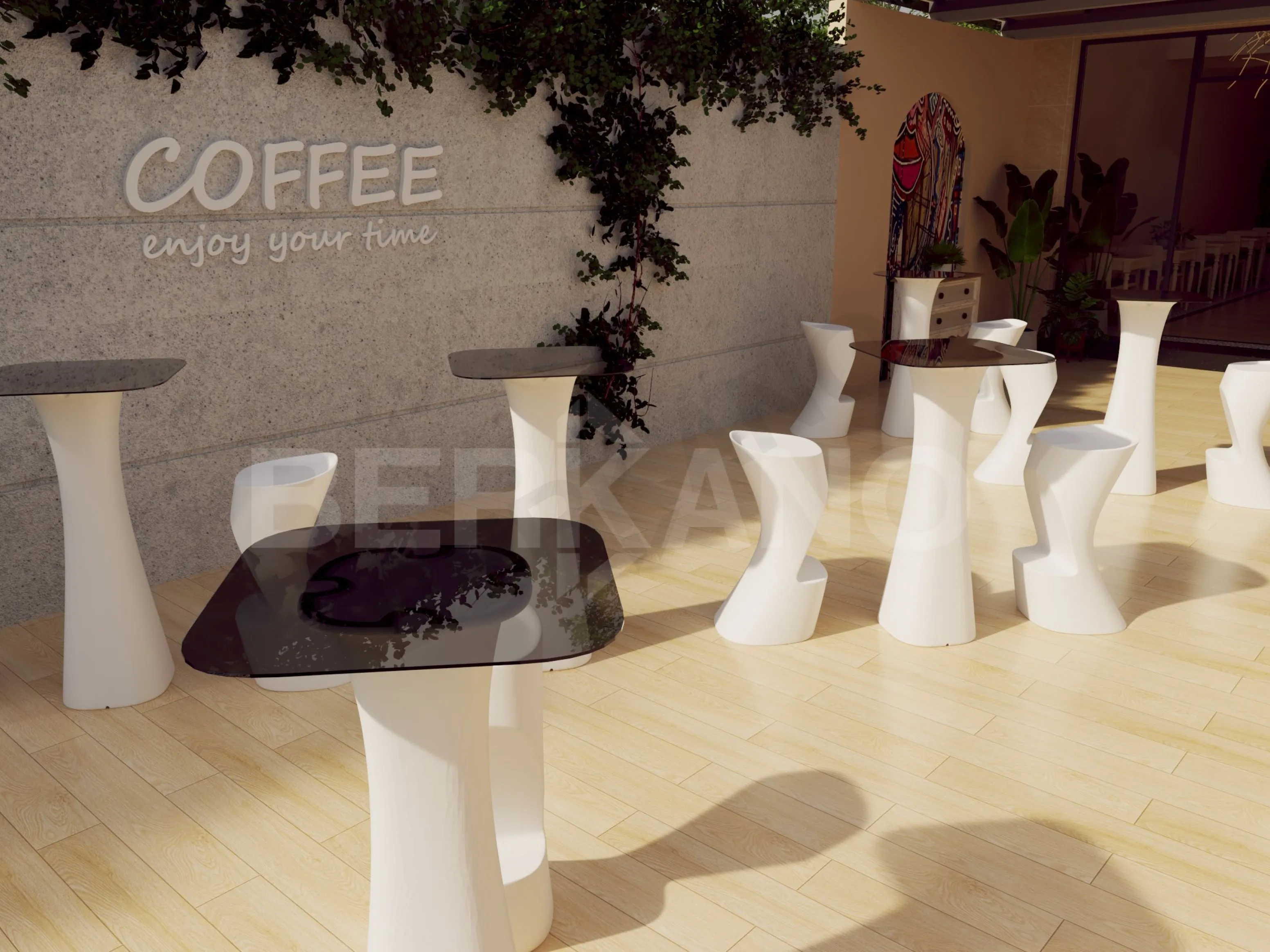 Стол барный со стеклом Grace Bar Square белого цвета - фото 4