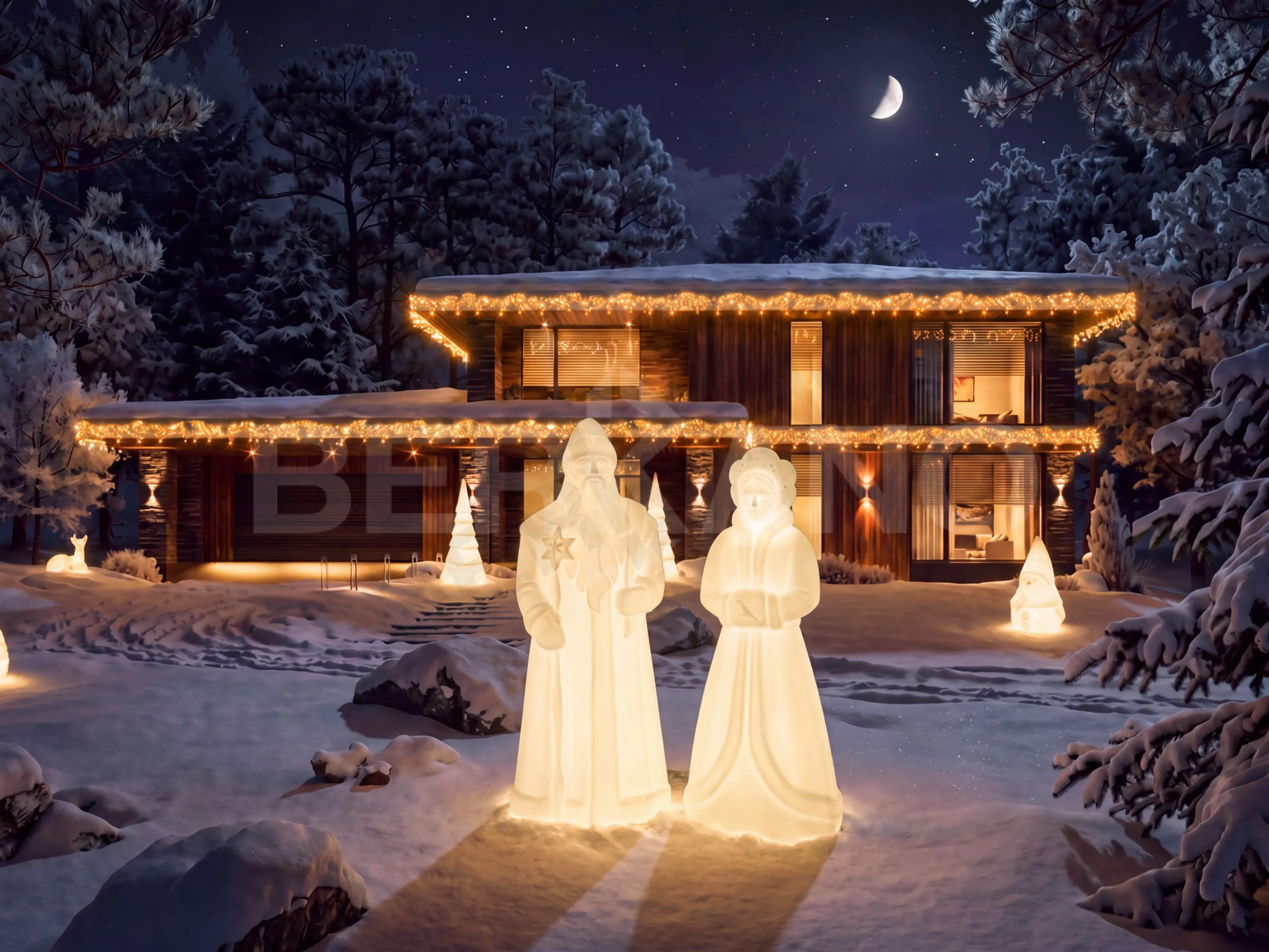 Светильник Дед Мороз кофейного цвета - фото 2